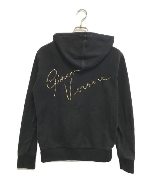 VERSACE（ヴェルサーチェ）VERSACE (ヴェルサーチェ) 背面スタッズジップパーカー ブラック サイズ:40の古着・服飾アイテム