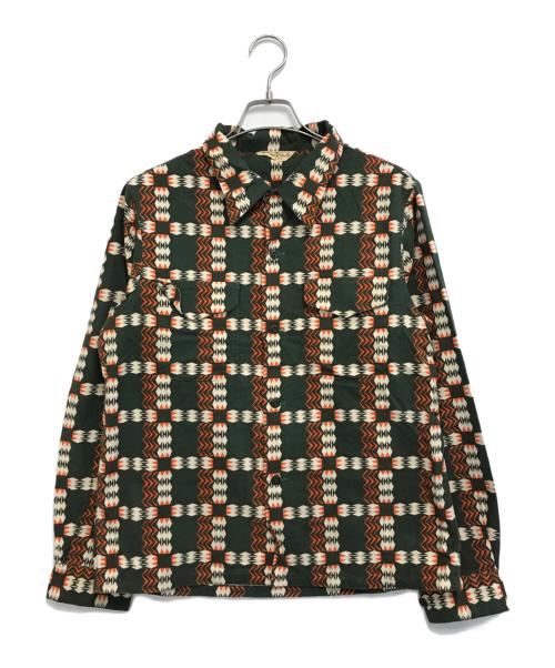 BUTCHER PRODUCTS（ブッチャープロダクツ）BUTCHER PRODUCTS (ブッチャープロダクツ) 総柄オープンカラーシャツ ブラウン サイズ:14 1/2の古着・服飾アイテム