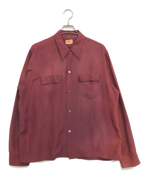 NEWYORKER（ニューヨーカー）NEWYORKER (ニューヨーカー) レーヨンナイロンシャツ レッド サイズ:Lの古着・服飾アイテム