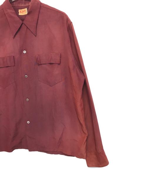 NEWYORKER（ニューヨーカー）NEWYORKER (ニューヨーカー) レーヨンナイロンシャツ レッド サイズ:Lの古着・服飾アイテム