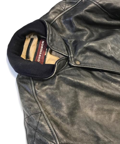 CHEVIGNON（シェビニオン）CHEVIGNON (シェビニオン) レザーブルゾン ブラック サイズ:Mの古着・服飾アイテム