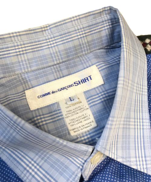COMME des GARCONS SHIRT（コムデギャルソンシャツ）COMME des GARCONS SHIRT (コムデギャルソンシャツ) ドッキングシャツ スカイブルー サイズ:Ｌの古着・服飾アイテム