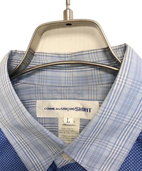 COMME des GARCONS SHIRT（コムデギャルソンシャツ）COMME des GARCONS SHIRT (コムデギャルソンシャツ) ドッキングシャツ スカイブルー サイズ:Ｌの古着・服飾アイテム