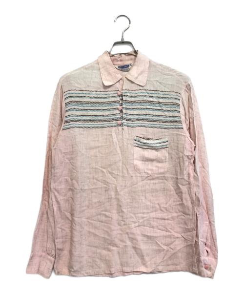 Pilgrim（ピルグリム）Pilgrim (ピルグリム) プルオーバーシャツ ピンク×ブラック サイズ:Mの古着・服飾アイテム