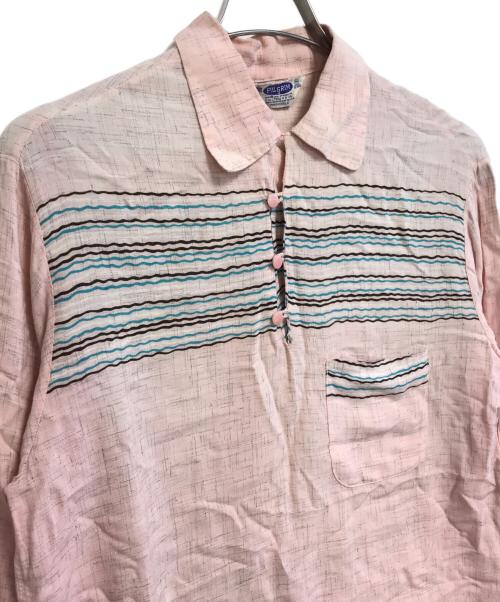 Pilgrim（ピルグリム）Pilgrim (ピルグリム) プルオーバーシャツ ピンク×ブラック サイズ:Mの古着・服飾アイテム