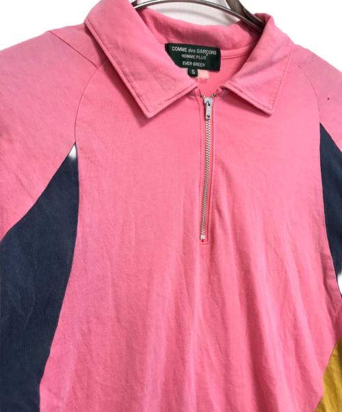 COMME des GARCONS HOMME PLUS EVER GREEN（コムデギャルソンオムプリュス エバーグリーン）COMME des GARCONS HOMME PLUS EVER GREEN (コムデギャルソンオムプリュス エバーグリーン) 00'sジップアップポロシャツ ピンク サイズ:Sの古着・服飾アイテム