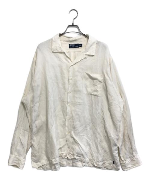 POLO RALPH LAUREN（ポロ・ラルフローレン）POLO RALPH LAUREN (ポロ・ラルフローレン) オープンカラーリネンシャツ ホワイト サイズ:XXLの古着・服飾アイテム