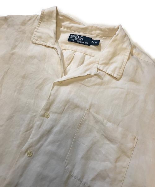 POLO RALPH LAUREN（ポロ・ラルフローレン）POLO RALPH LAUREN (ポロ・ラルフローレン) オープンカラーリネンシャツ ホワイト サイズ:XXLの古着・服飾アイテム