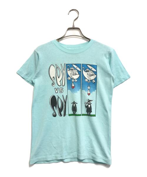 キャラクターTシャツ（キャラクターTシャツ）キャラクターTシャツ (キャラクターTシャツ) 80s SPY VS SPY(スパイVSスパイ) キャラクターTシャツ スカイブルー サイズ:Lの古着・服飾アイテム