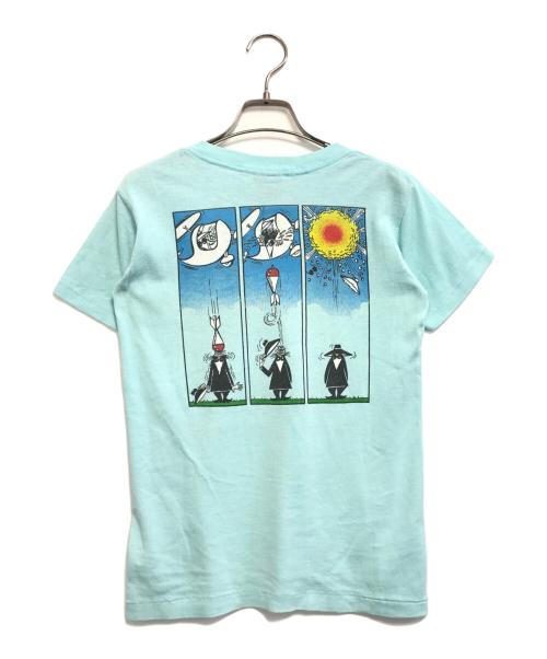 キャラクターTシャツ（キャラクターTシャツ）キャラクターTシャツ (キャラクターTシャツ) 80s SPY VS SPY(スパイVSスパイ) キャラクターTシャツ スカイブルー サイズ:Lの古着・服飾アイテム