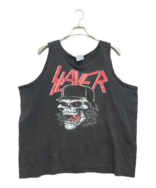 バンドTシャツ（バンドTシャツ）バンドTシャツ (バンドTシャツ) 80s SLAYER(スレイヤー) ノースリーブカットソー ブラック サイズ:XLの古着・服飾アイテム