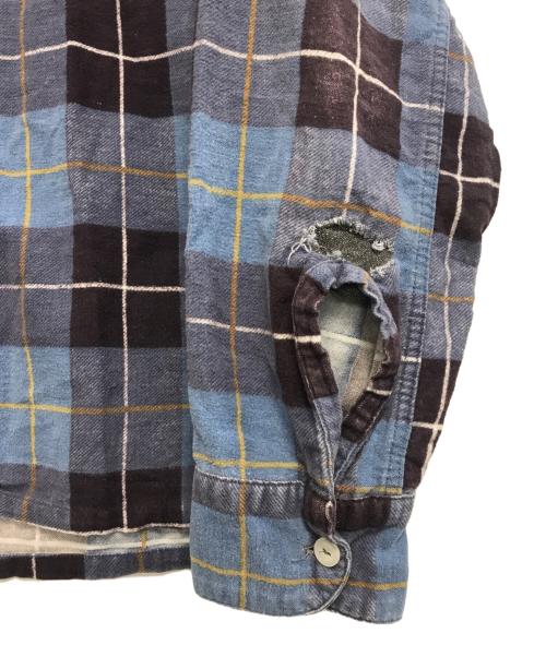 FIVE BROTHER（ファイブブラザー）FIVE BROTHER (ファイブブラザー) プリントネルシャツ ブルー サイズ:Mの古着・服飾アイテム