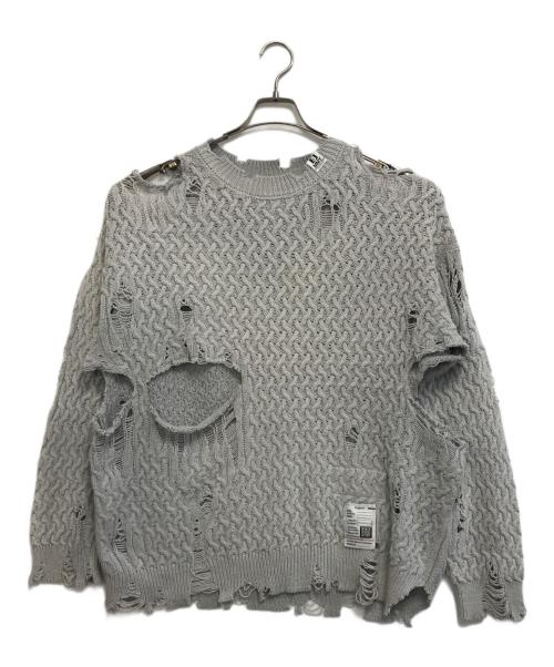 Maison MIHARA YASUHIRO（メゾン ミハラ ヤスヒロ）Maison MIHARA YASUHIRO (メゾン ミハラ ヤスヒロ) ダメージコットンニット グレー サイズ:Fの古着・服飾アイテム