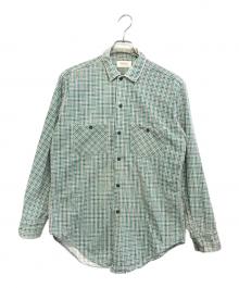 POWRHOUSE（パワーハウス）の古着「プリントコットンチェックシャツ」｜グリーン