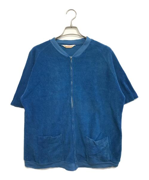 JANTZEN（ジャンセン）JANTZEN (ジャンセン) 半袖パイル地ジャケット ブルー サイズ:Lの古着・服飾アイテム
