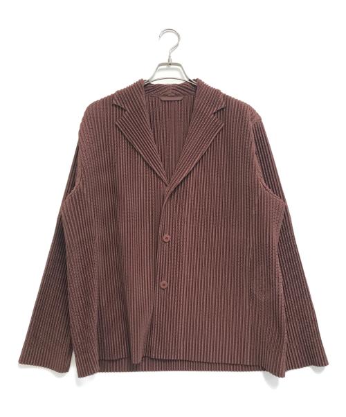 HOMME PLISSE ISSEY MIYAKE（オム プリッセ イッセイ ミヤケ）HOMME PLISSE ISSEY MIYAKE (オムプリッセ イッセイ ミヤケ) メッシュプリーツテーラードジャケット ボルドー サイズ:3の古着・服飾アイテム