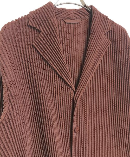 HOMME PLISSE ISSEY MIYAKE（オム プリッセ イッセイ ミヤケ）HOMME PLISSE ISSEY MIYAKE (オムプリッセ イッセイ ミヤケ) メッシュプリーツテーラードジャケット ボルドー サイズ:3の古着・服飾アイテム