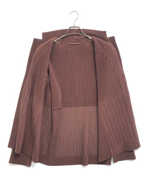 HOMME PLISSE ISSEY MIYAKE（オム プリッセ イッセイ ミヤケ）HOMME PLISSE ISSEY MIYAKE (オムプリッセ イッセイ ミヤケ) メッシュプリーツテーラードジャケット ボルドー サイズ:3の古着・服飾アイテム