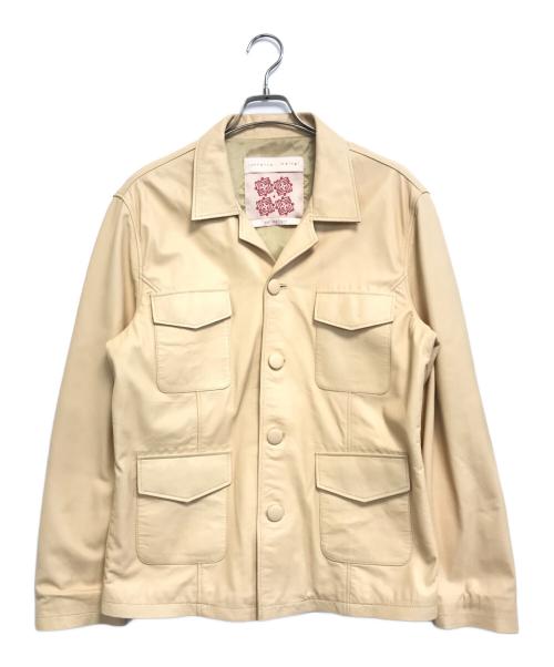 lukhanyo.mdingi（ルクハンヨ・ンディンギ）lukhanyo.mdingi (ルクハンヨ・ンディンギ) レザージャケット ベージュ サイズ:Mの古着・服飾アイテム