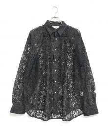el conductorh（コンダクター）の古着「FLOWER LACE FRILL SHIRT」｜ブラック