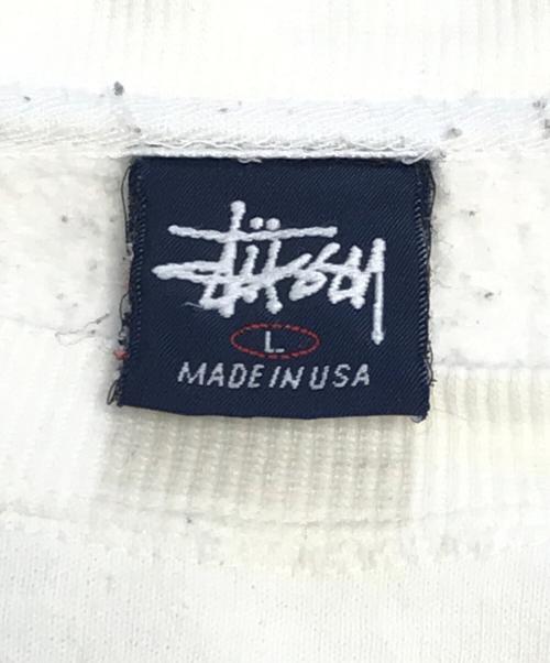 stussy（ステューシー）stussy (ステューシー) クラウンプリントスウェット ホワイト サイズ:Lの古着・服飾アイテム