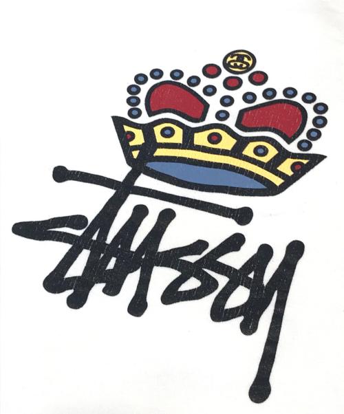 stussy（ステューシー）stussy (ステューシー) クラウンプリントスウェット ホワイト サイズ:Lの古着・服飾アイテム