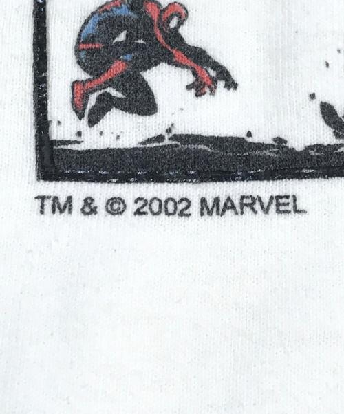 キャラクターTシャツ（キャラクターTシャツ）キャラクターTシャツ (キャラクターTシャツ) 00s SPIDER MAN(スパイダーマン) キャラクターTシャツ ホワイト サイズ:Lの古着・服飾アイテム