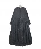 ne quittez pasヌキテパ）の古着「刺繍ロングシャツワンピース」｜ブラック