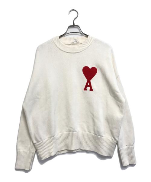 AMI Alexandre Mattiussi（アミアレクサンドルマテュッシ）AMI Alexandre Mattiussi (アミアレクサンドルマテュッシ) ビックハートロゴ オーバーサイズ ニット ホワイト サイズ:表記なしの古着・服飾アイテム