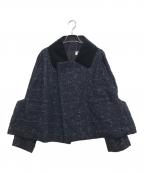 COMME des GARCONS COMME des GARCONSコムデギャルソン コムデギャルソン）の古着「襟ベロア変形ジャケット」｜ネイビー
