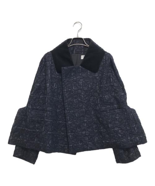 COMME des GARCONS COMME des GARCONS（コムデギャルソン コムデギャルソン）COMME des GARCONS COMME des GARCONS (コムデギャルソン コムデギャルソン) 襟ベロア変形ジャケット ネイビー サイズ:Sの古着・服飾アイテム