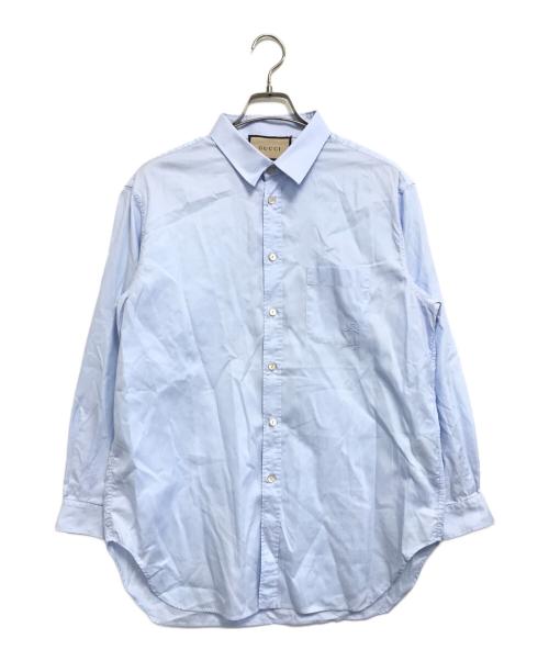 GUCCI（グッチ）GUCCI (グッチ) GG刺繍オックスフォードシャツ ブルー サイズ:42の古着・服飾アイテム