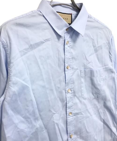 GUCCI（グッチ）GUCCI (グッチ) GG刺繍オックスフォードシャツ ブルー サイズ:42の古着・服飾アイテム