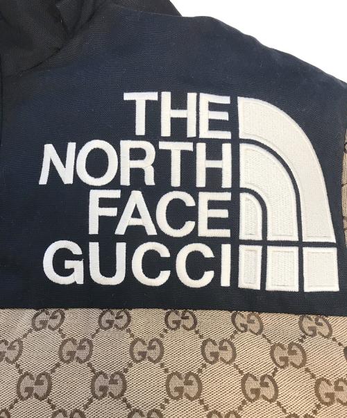 GUCCI（グッチ）GUCCI (グッチ) THE NORTH FACE (ザ ノース フェイス) GG パッディドダウンジャケット ブラウン×ブラック サイズ:Sの古着・服飾アイテム