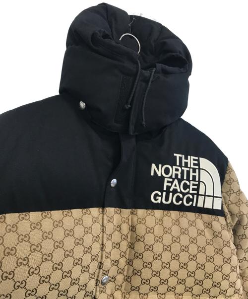 GUCCI（グッチ）GUCCI (グッチ) THE NORTH FACE (ザ ノース フェイス) GG パッディドダウンジャケット ブラウン×ブラック サイズ:Sの古着・服飾アイテム