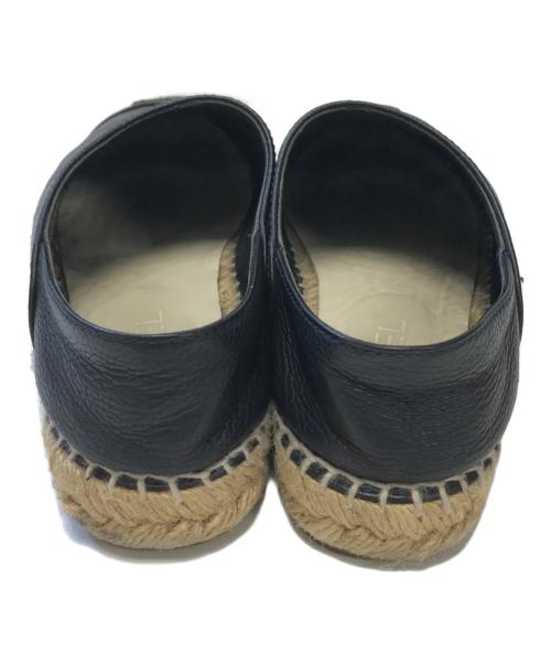 CHANEL（シャネル）CHANEL (シャネル) レザーエスパドリーユスリッポン ブラック サイズ:SIZE36の古着・服飾アイテム