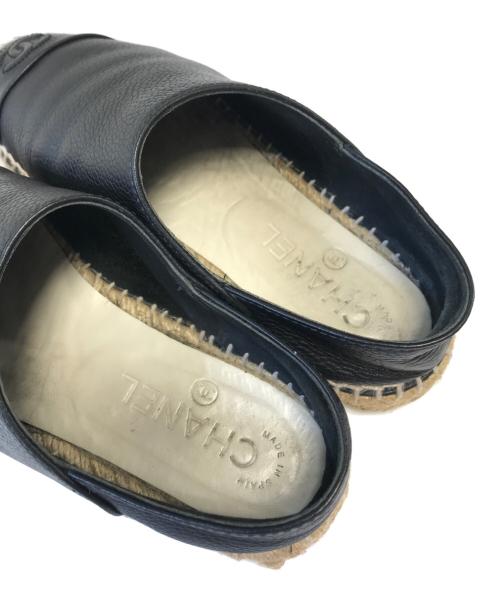 CHANEL（シャネル）CHANEL (シャネル) レザーエスパドリーユスリッポン ブラック サイズ:SIZE36の古着・服飾アイテム