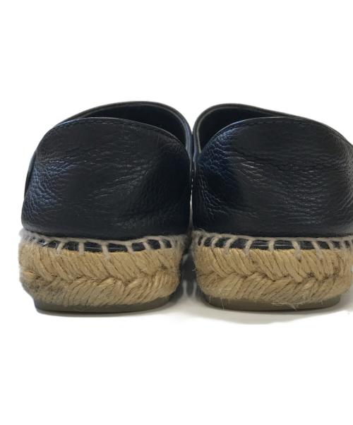 CHANEL（シャネル）CHANEL (シャネル) レザーエスパドリーユスリッポン ブラック サイズ:SIZE36の古着・服飾アイテム