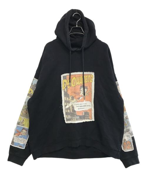 DSQUARED2（ディースクエアード）DSQUARED2 (ディースクエアード) Betty Boop Regular Fit HoodieWash ブラック サイズ:XXLの古着・服飾アイテム