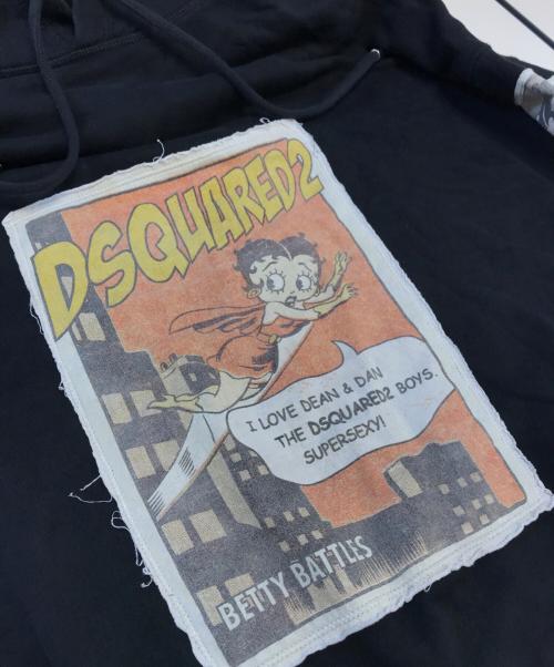 DSQUARED2（ディースクエアード）DSQUARED2 (ディースクエアード) Betty Boop Regular Fit HoodieWash ブラック サイズ:XXLの古着・服飾アイテム