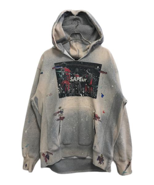 SAPEur（サプール）SAPEur (サプール) ペンキ加工パーカー グレー サイズ:XLの古着・服飾アイテム