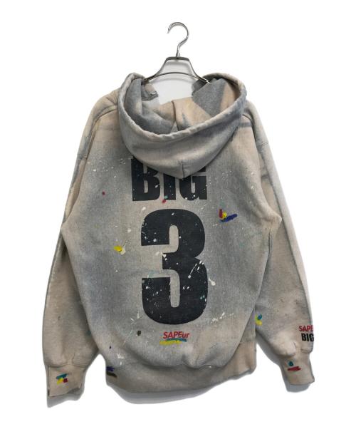 SAPEur（サプール）SAPEur (サプール) ペンキ加工パーカー グレー サイズ:XLの古着・服飾アイテム