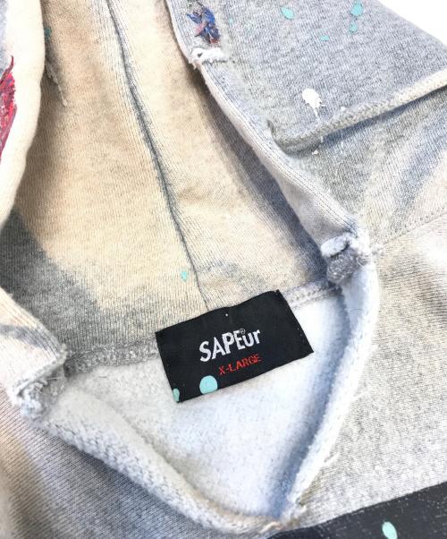 SAPEur（サプール）SAPEur (サプール) ペンキ加工パーカー グレー サイズ:XLの古着・服飾アイテム