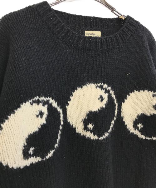 Mcmachan Woolen（マクマーンウーレン）Mcmachan Woolen (マクマーンウーレン) 陰陽柄ウールニット ブラック サイズ:表記なしの古着・服飾アイテム