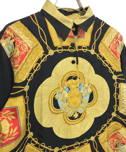 HERMES（エルメス）HERMES (エルメス) ニット切替シルクカシミヤ混ブラウス ブラック サイズ:Mの古着・服飾アイテム