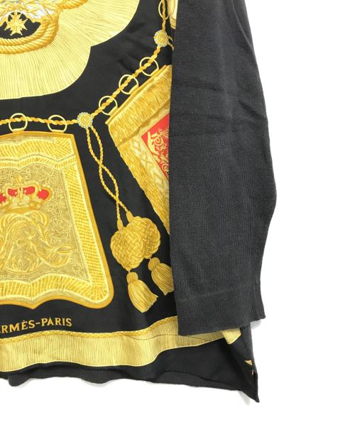 HERMES（エルメス）HERMES (エルメス) ニット切替シルクカシミヤ混ブラウス ブラック サイズ:Mの古着・服飾アイテム