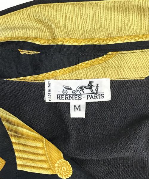 HERMES（エルメス）HERMES (エルメス) ニット切替シルクカシミヤ混ブラウス ブラック サイズ:Mの古着・服飾アイテム