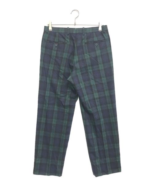 BERNARD ZINS（ベルナール ザンス）BERNARD ZINS (ベルナール ザンス) ブラックウォッチ 2プリーツ ワイドスラックス グリーン サイズ:40の古着・服飾アイテム