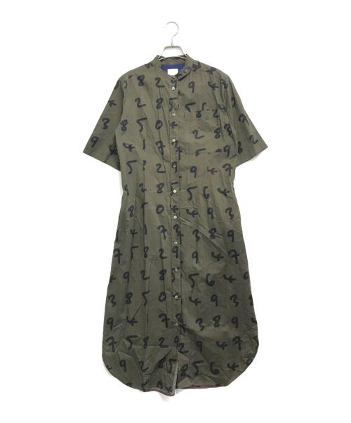 PAUL SMITH（ポールスミス）PAUL SMITH (ポールスミス) 総柄シャツワンピース オリーブ サイズ:40の古着・服飾アイテム