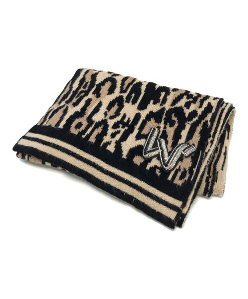 LOUIS VUITTON（ルイ ヴィトン）LOUIS VUITTON (ルイ ヴィトン) ラインストーン マフラー ベージュ×ブラックの古着・服飾アイテム